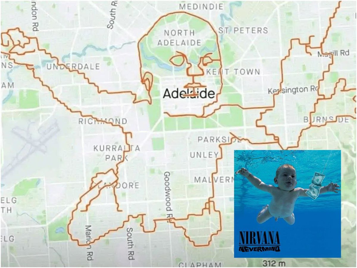 Обложка альбома «Nevermind» на карте с помощью GPS-трекера