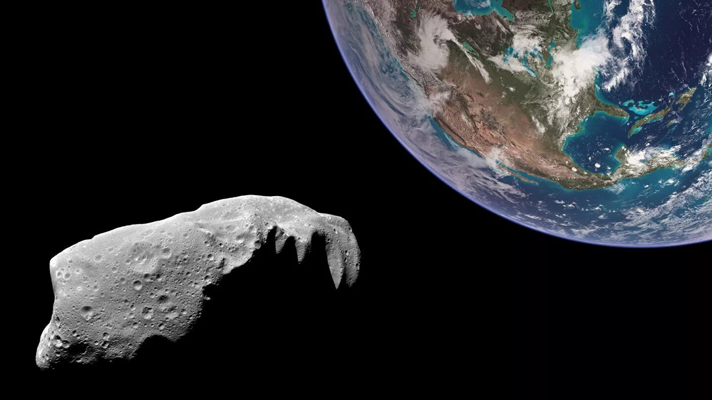в сторону земли летит астероид