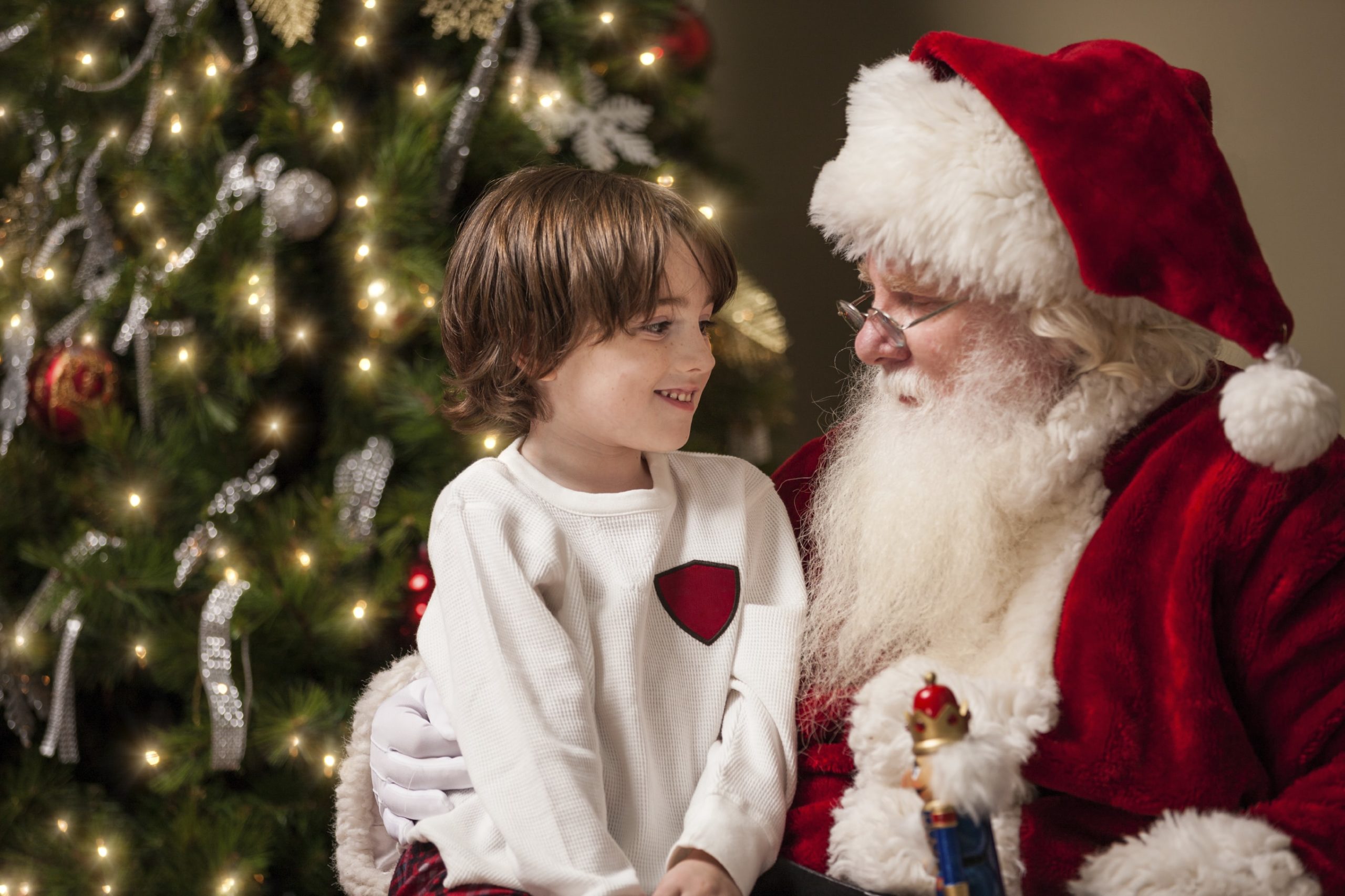 Новогодняя фотография: Дед Мороз и мальчик