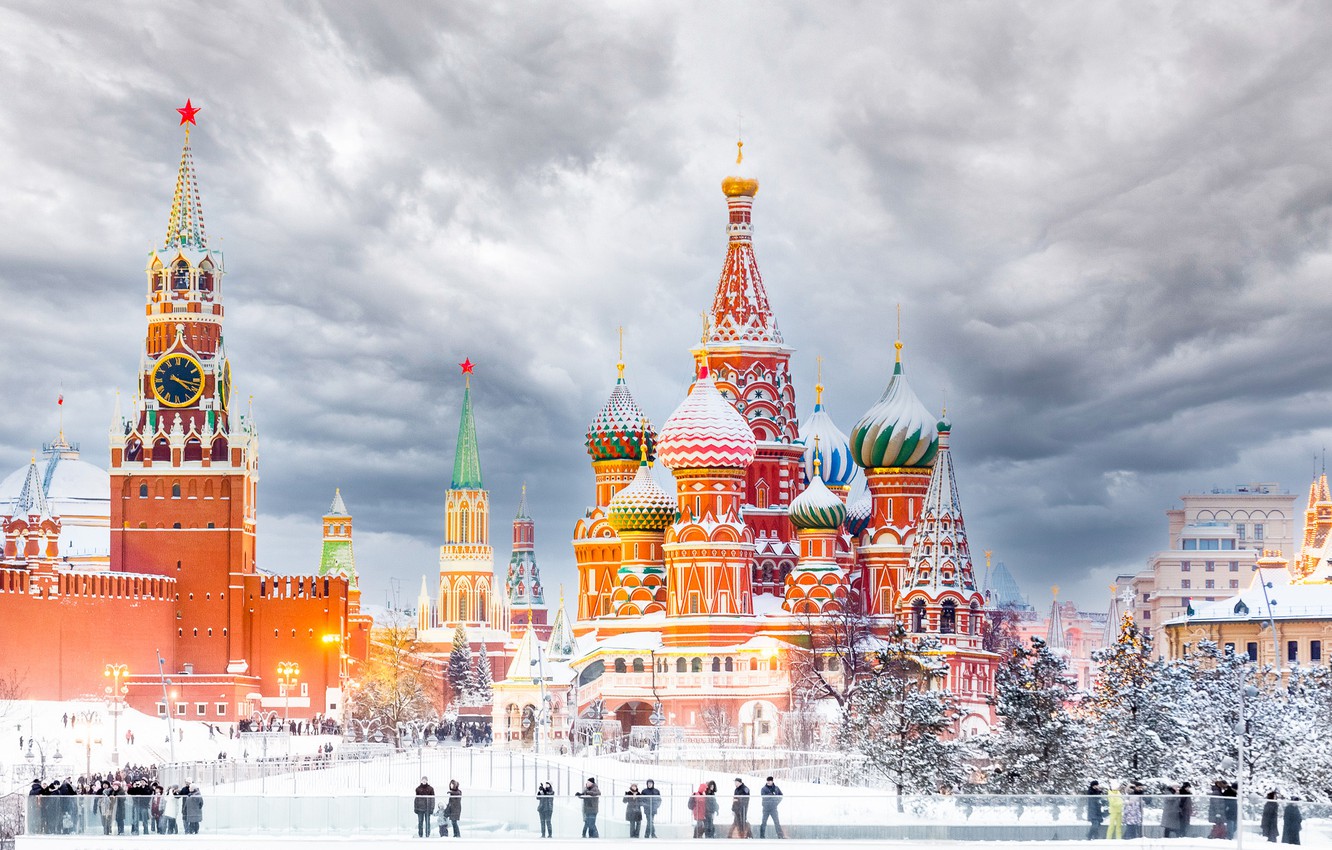 Красная площадь и Храм Василия Блаженного зимой