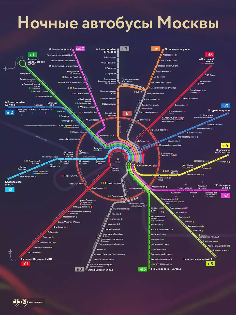 Карта ночных маршрутов