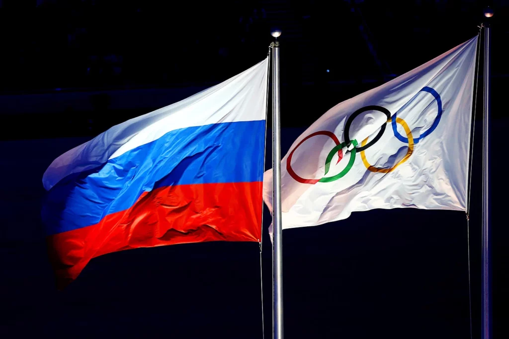 Флаги РФ и Олимпийских игр