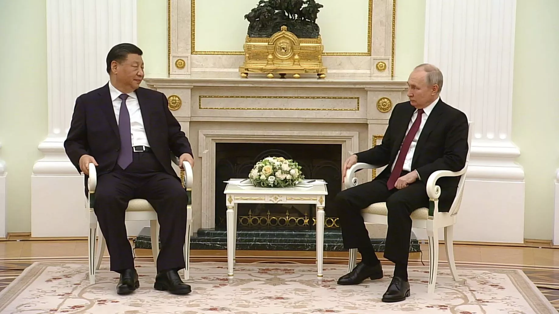 Председатель КНР и президент РФ на встрече в Москве в 2023 году